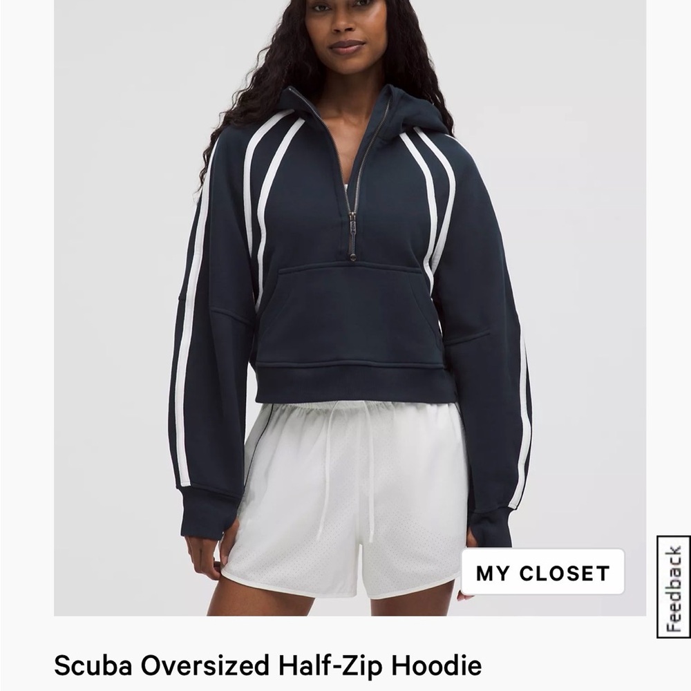 lululemon Scuba Oversized Half-Zip Hoodie w/ Trim, Women’s M/L in True Navy